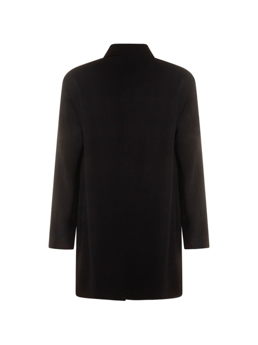 Montecore Point Collar Blue Coat With Slip Pockets And Long Sleeves