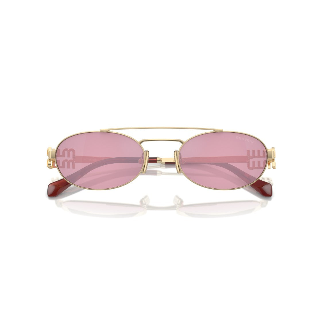 Miu Miu 0Mu 54Zs Gold Metal Oval Sunglasses