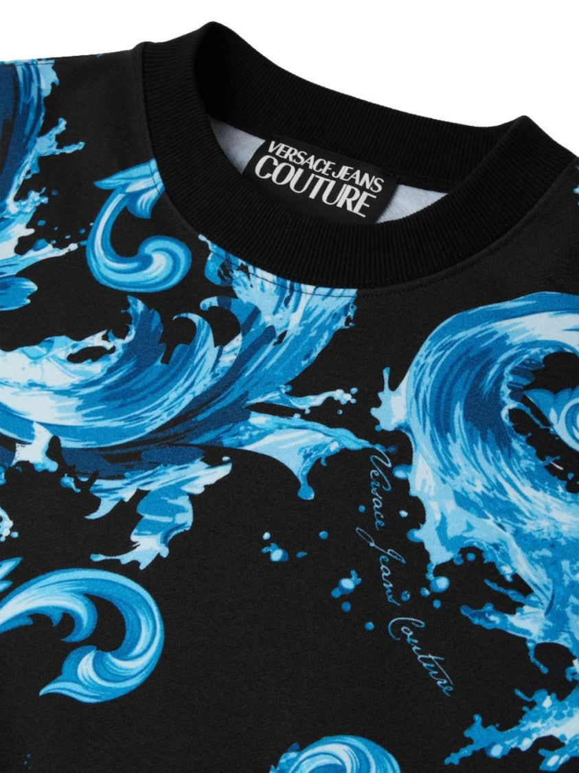Versace Jeans Couture Black Blue Ornate Print Sweatshirt