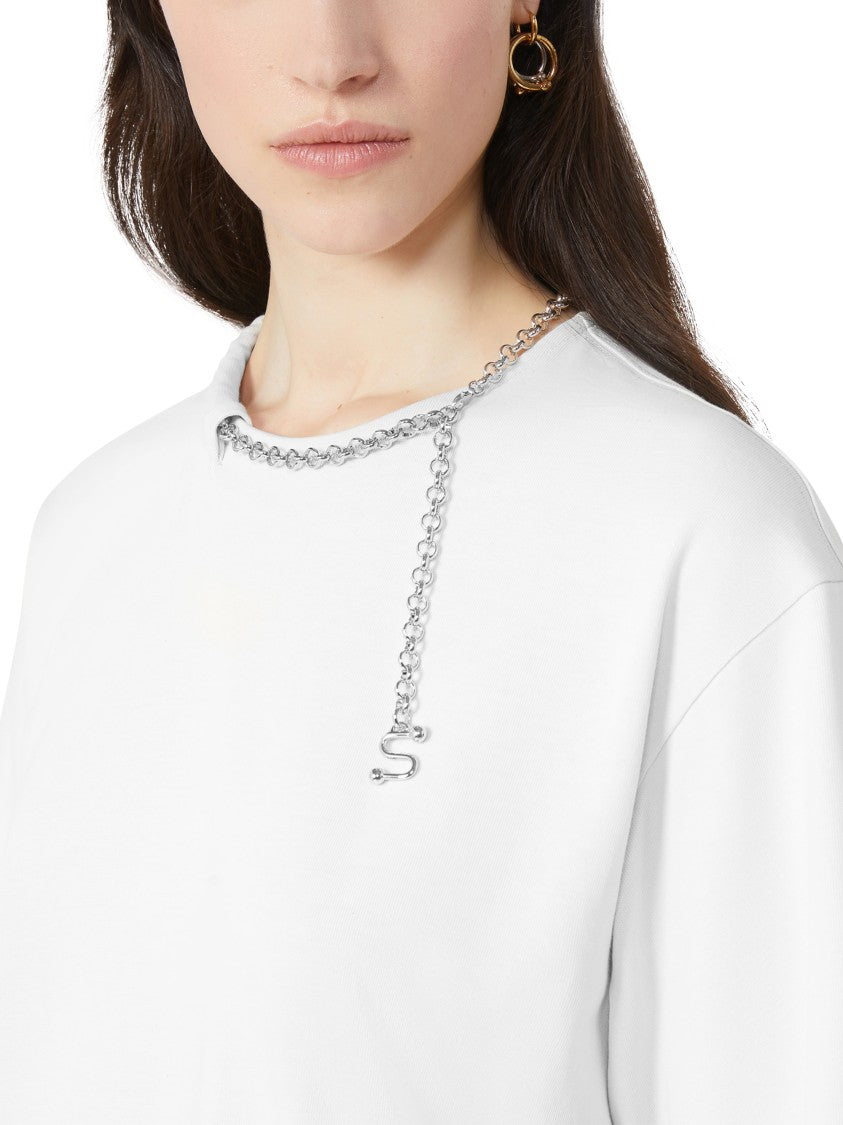 Max Mara Relaxed-Fit Cotton T-Shirt With Chain Detail