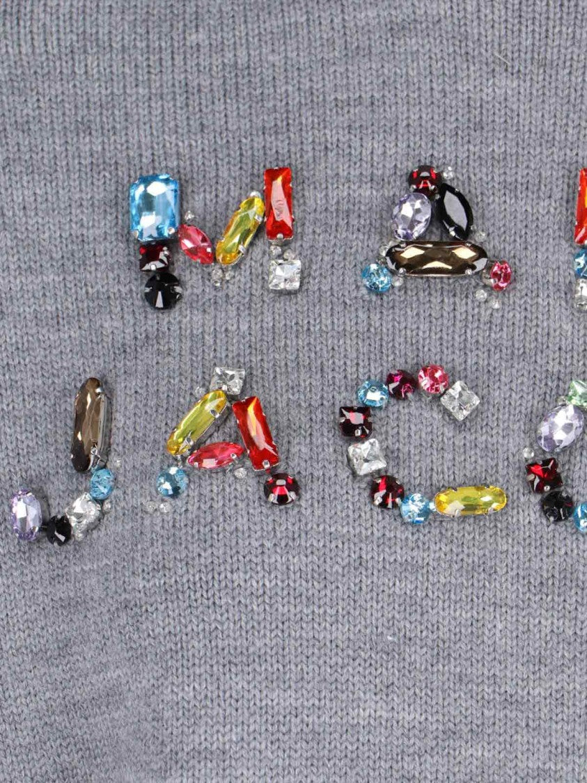 Marc Jacobs Gem-Embellished Merino Sweater – Grey