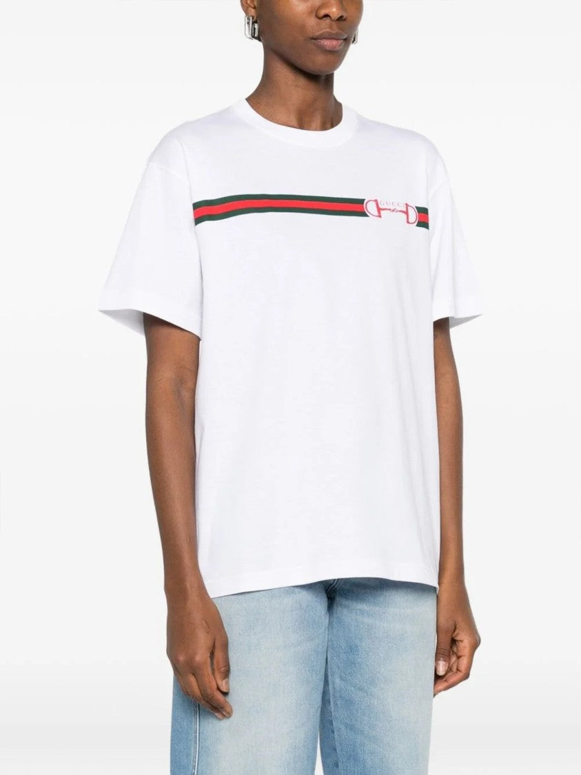 Gucci White Regular Light Jersey Horsebit Top