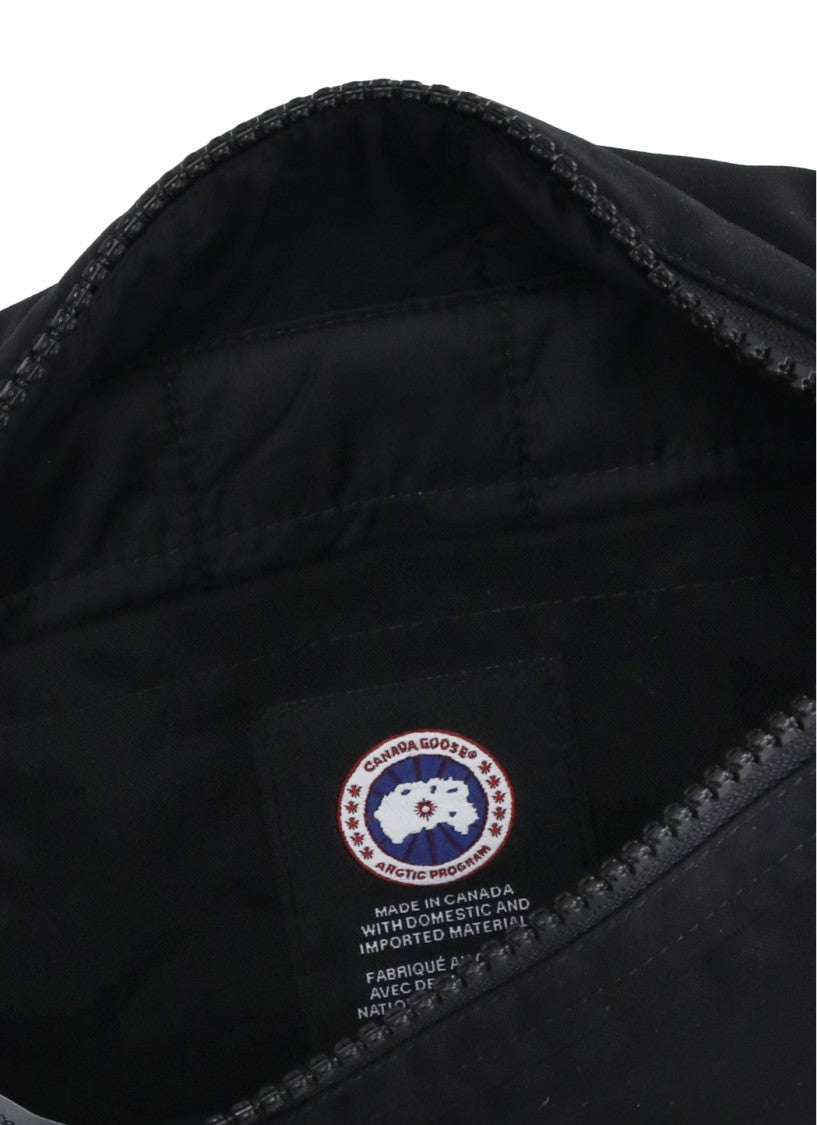 Canada Goose Sleek Black Pouch With Reflective Accents And Adjustable Strap