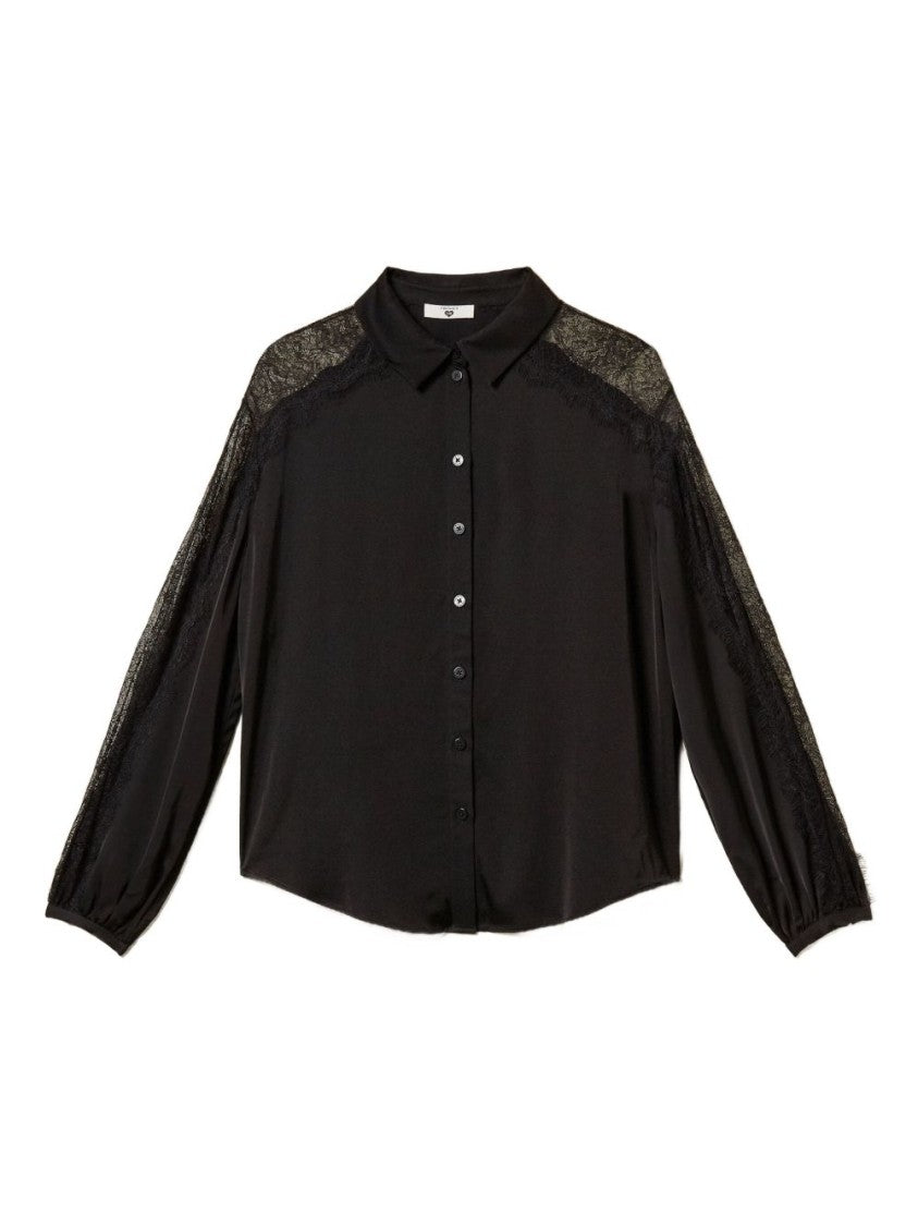 Twinset U&B Tailored Black Shirt With Standard Collar And Timeless Design