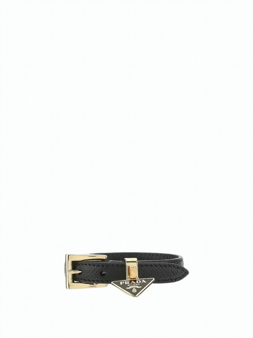 Prada Textured Leather Belt With Gold-Tone Buckle