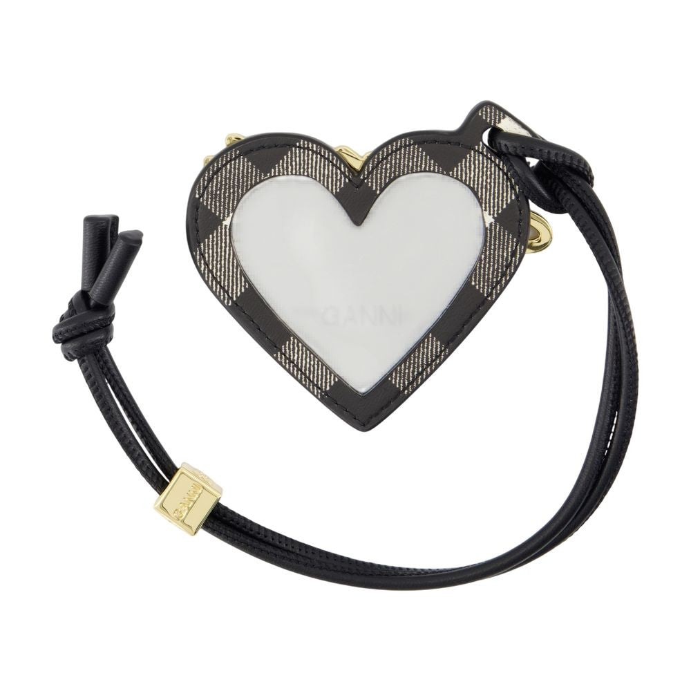 Ganni Bou Heart Keyring - Leather - Black