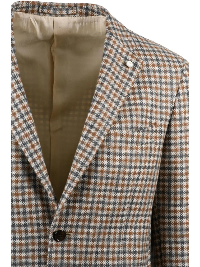 Luigi Bianchi Rounded Jacket With Classic Checkered Pattern