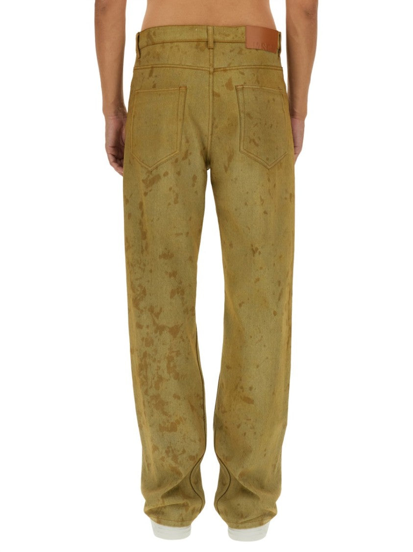 Msgm Denim Pants With Unique Splatter Detailing
