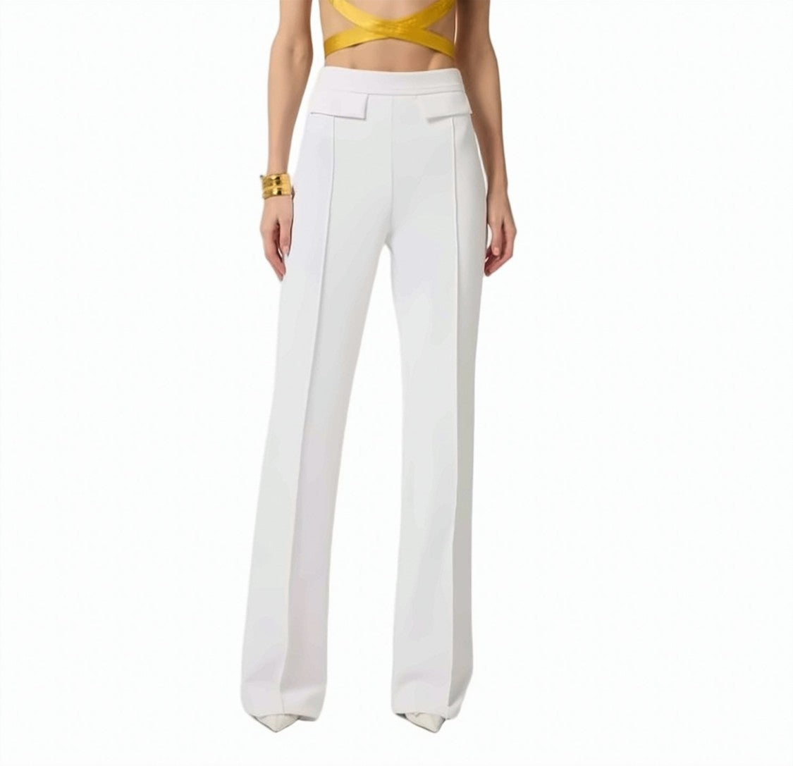 Elisabetta Franchi Stretch Crepe Embroidered Trousers