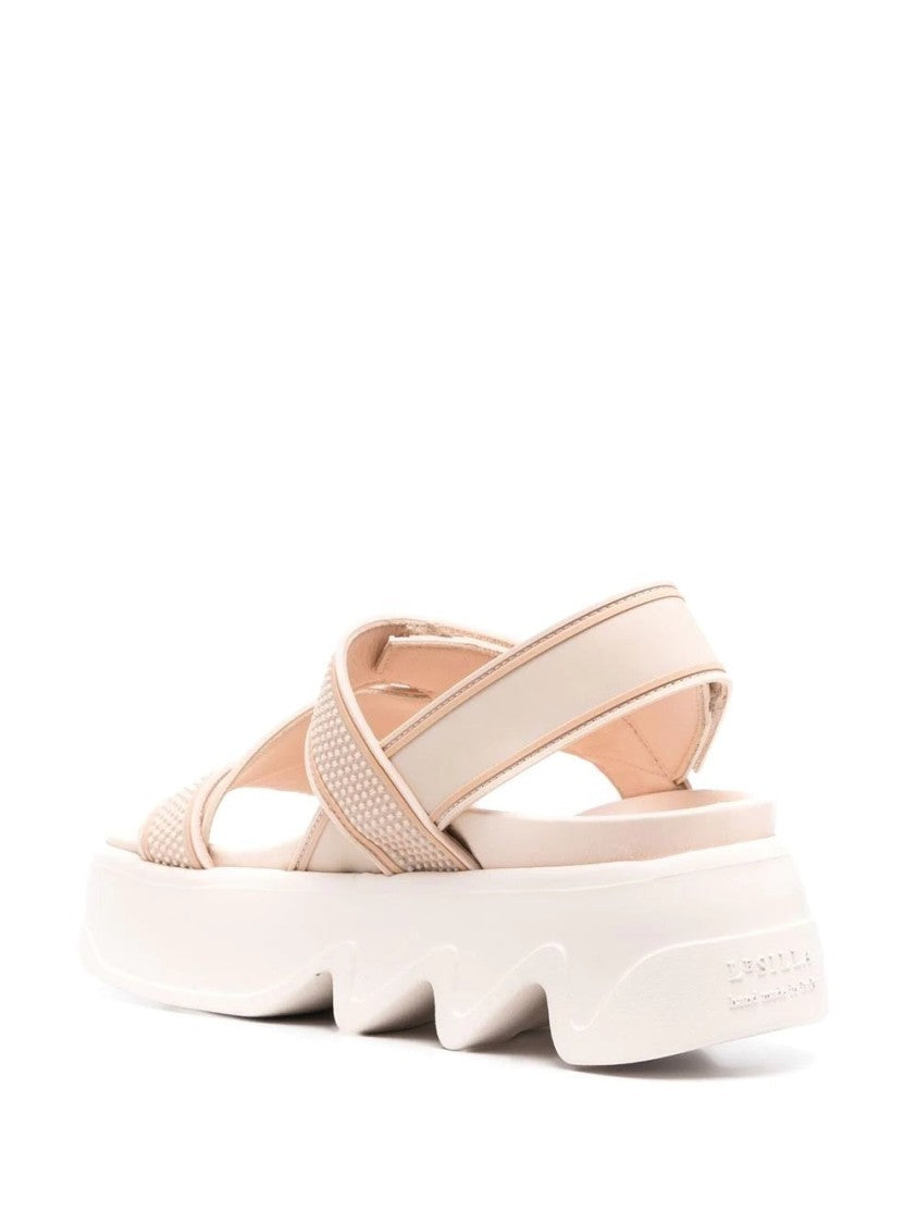 Le Silla Beige Poolside Textured Sculpted Sole Sandals