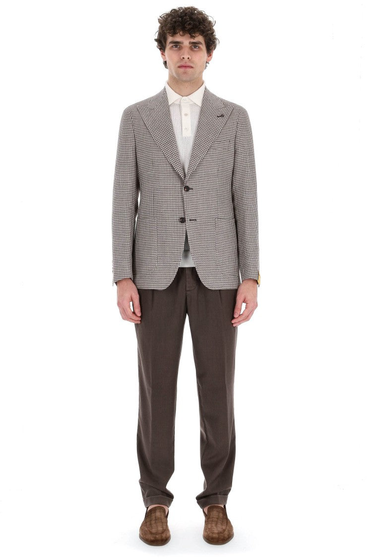 Tagliatore Pied-De-Poule Linen-Cotton Jacket Pino Lerario Line