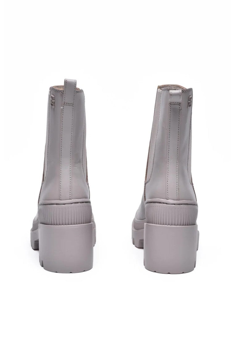Tommy Hilfiger Light Grey Leather Rubber Women's Heel Boot