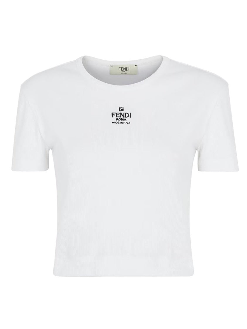 Fendi Cropped Short-Sleeve Cotton T-Shirt