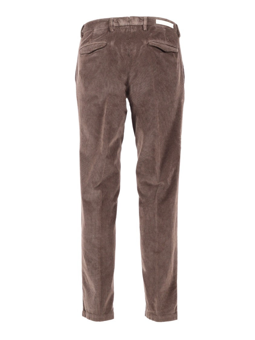 Briglia Straight-Leg Brown Corduroy Pants With Tapered Fit
