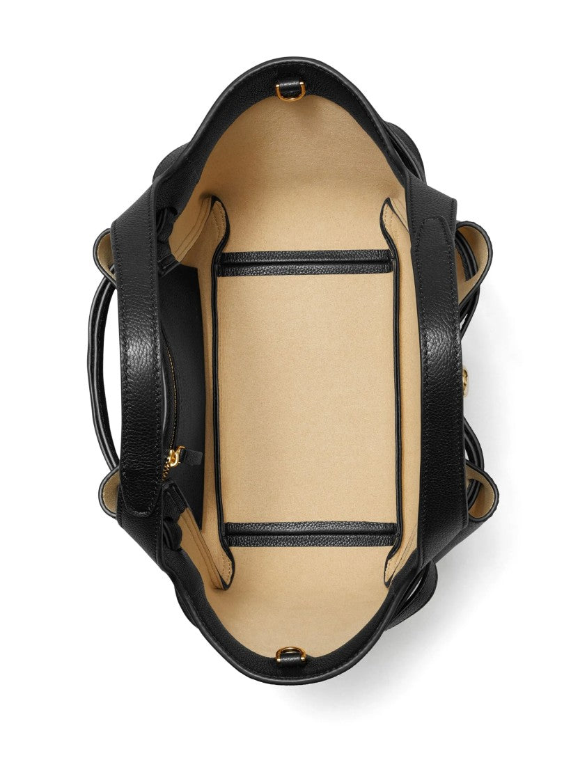 Tory Burch Black Romy Small Textured Leather Tote Bag