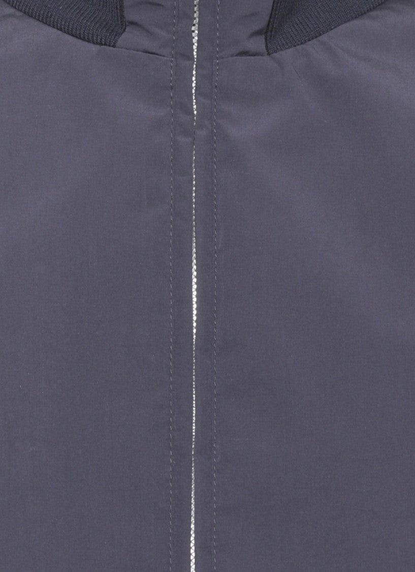 Brunello Cucinelli Blue Front Zip Padded Down Jacket