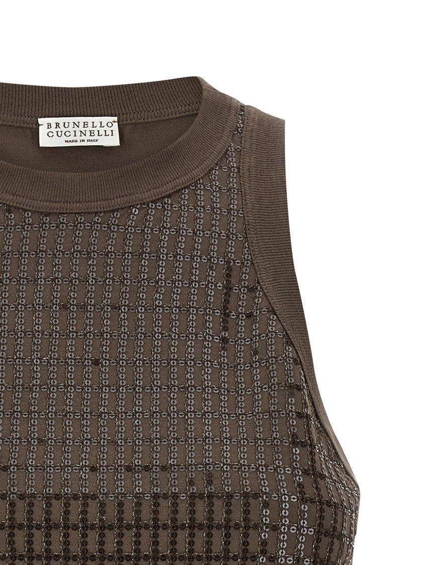 Brunello Cucinelli 'Dazzling Check Embroidery' Top