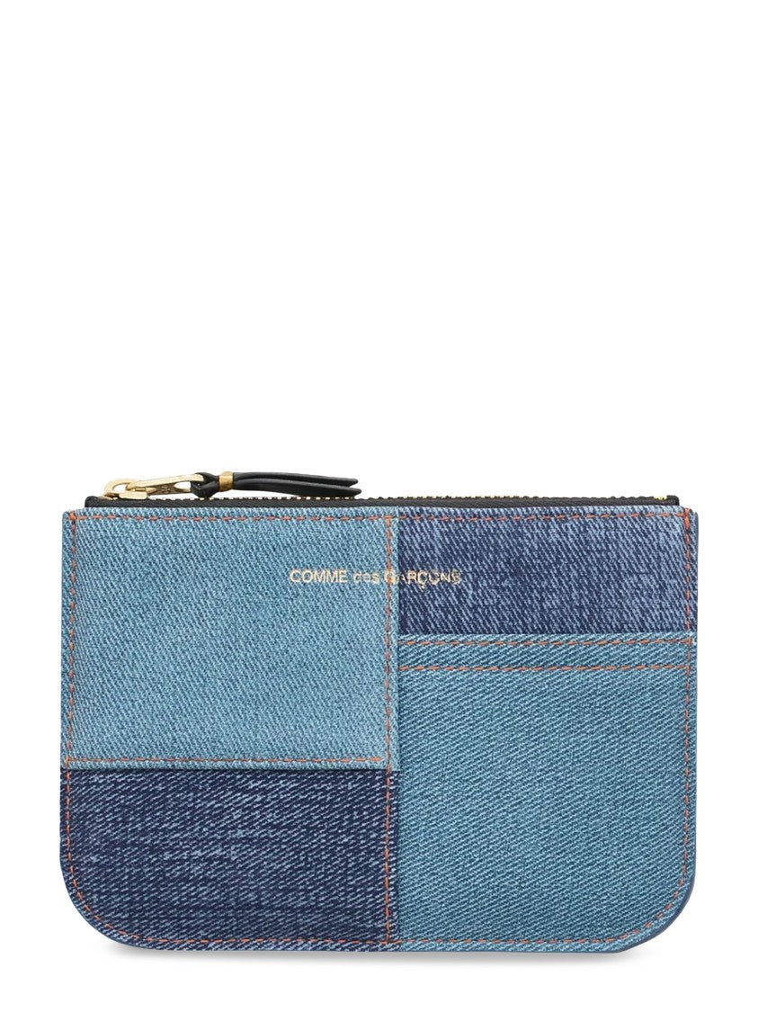 Comme Des Garçons Patchwork Denim Wallet With Zip Closure