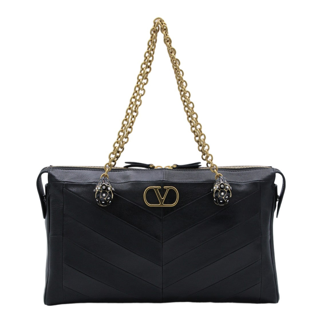 Valentino Garavani Chevron Quilted Handbag With Gold Accents