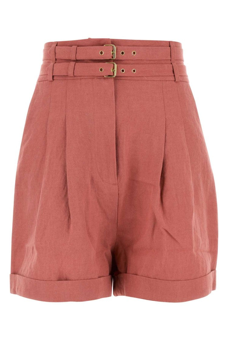 Le Kasha Dark Pink Linen Aqiva Shorts