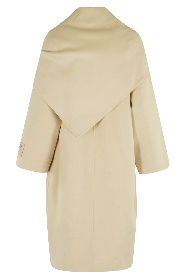 Solotre Banana Wool-Cashmere Coat With Built-In Scarf And Oversized Fit