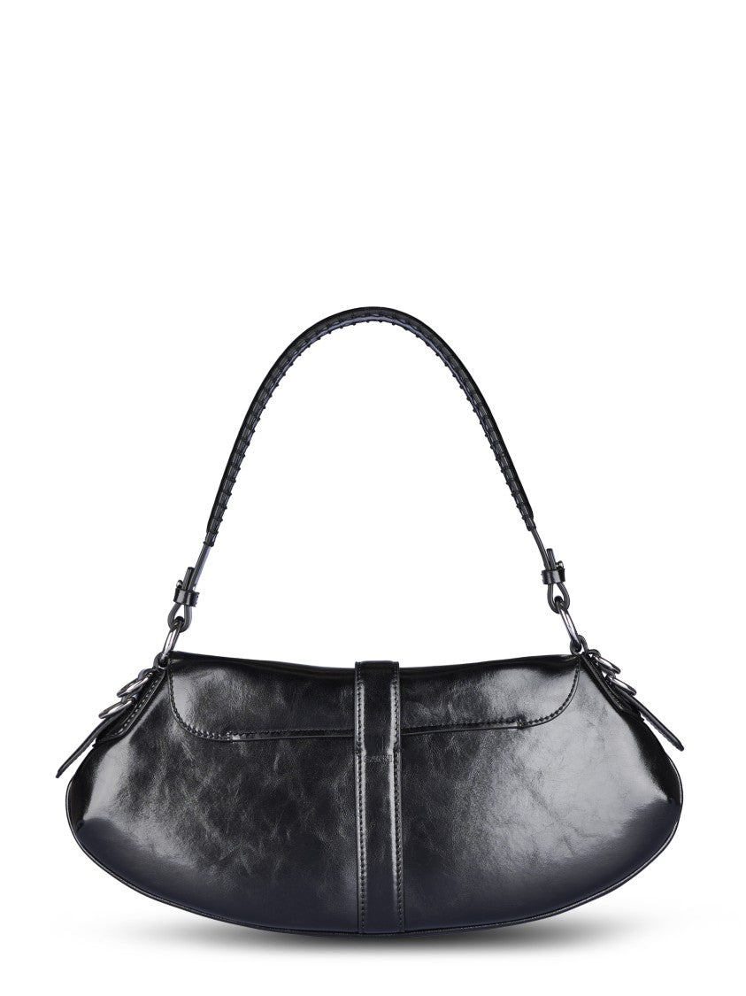 Ganni Curved Silhouette Baguette Bag In Recycled Leather