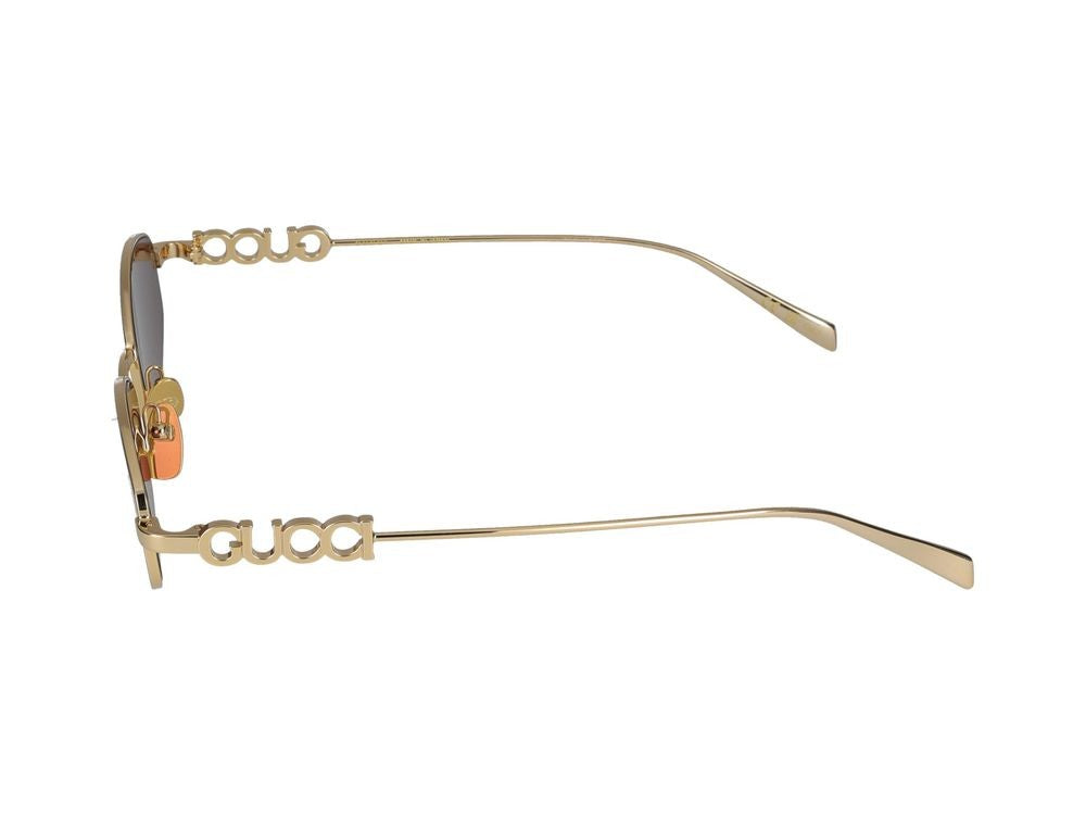 Gucci Gold Oval Red Lenses Metal Frame Sunglasses
