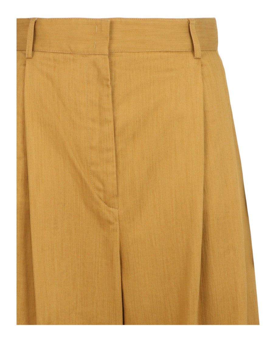 Ferragamo Pleated Wide-Leg Trousers With High Rise And Custom Tailoring