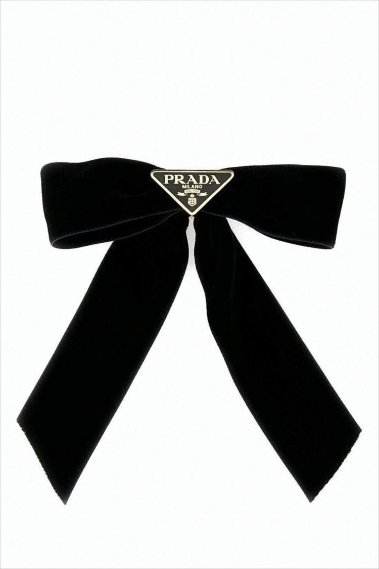 Prada Black Velvet Bow Hair Accessory