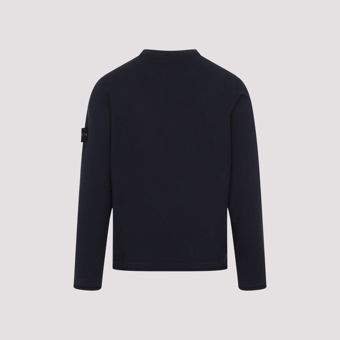Stone Island Blue Crew Neck Sweater With Logo Patch