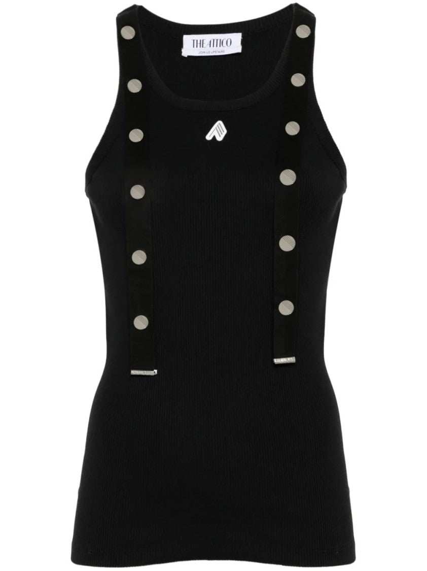 The Attico Ribbed Black Tank Top