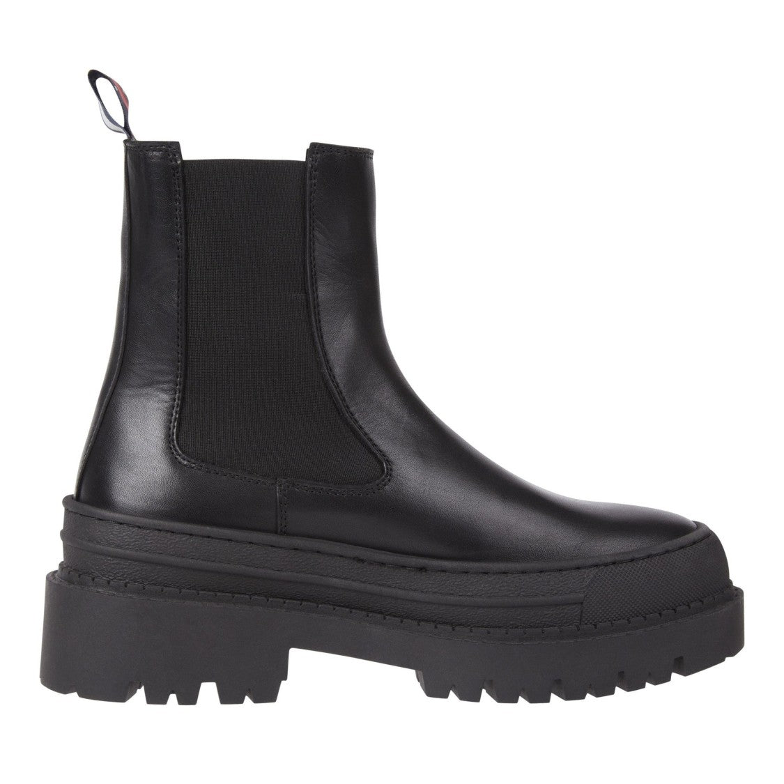 Tommy Jeans Chelsea Foxing Black Rubber Lug Sole Leather Boots