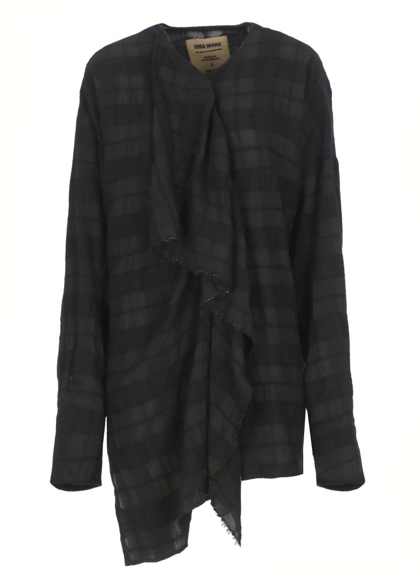 Uma Wang Asymmetric Ruffle-Detail Wool Blend Blouse By Uma Wang