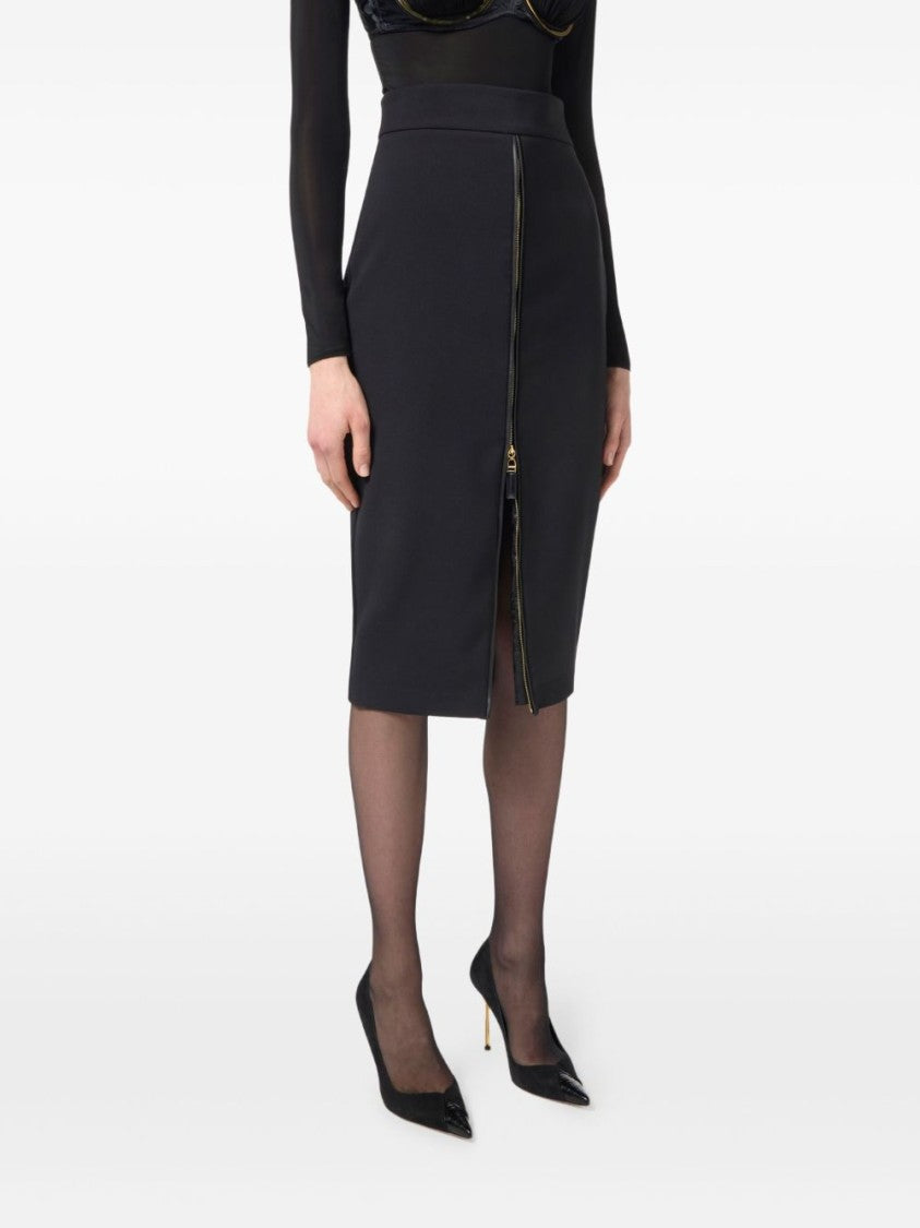 Elisabetta Franchi Mid-Length Black Pencil Skirt With High Waist