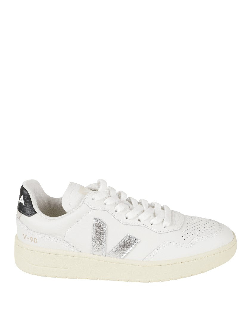 Veja Low-Top Sneakers With Metallic Silver Logo