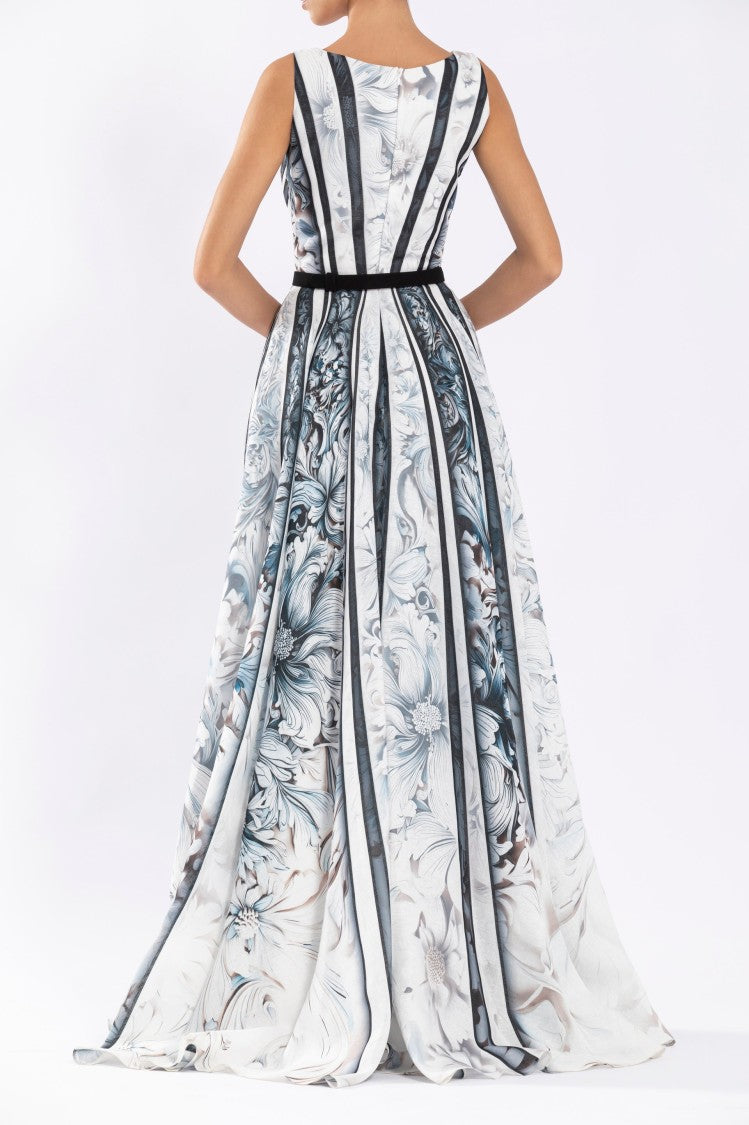 Saiid Kobeisy Linen Printed Dress With Striped, Floral Print