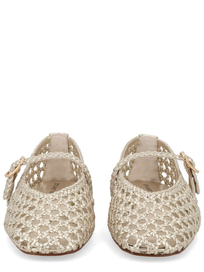 Stuart Weitzman Gold Prima Mary Jane Metallic Flats