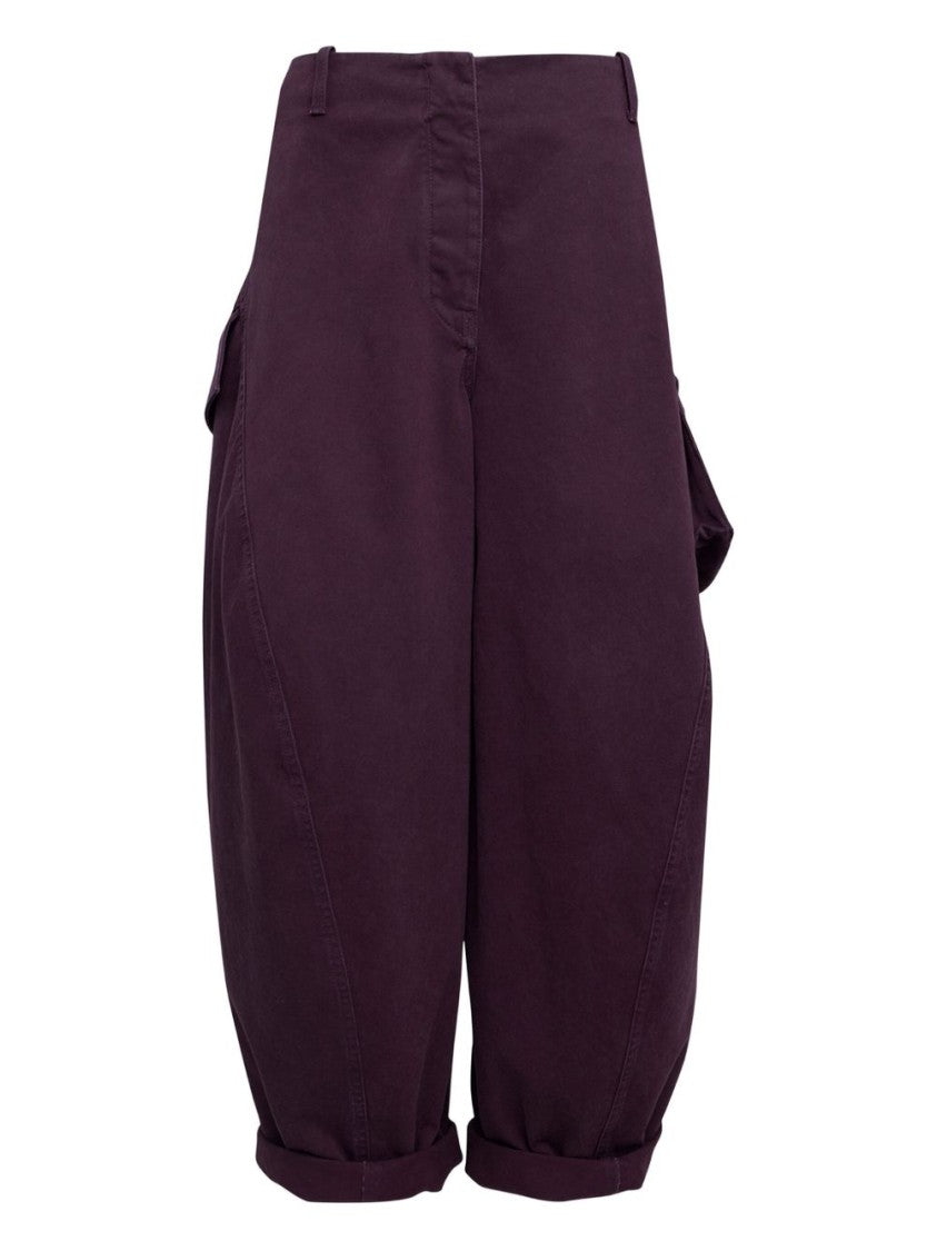 Alaïa Aubergine Cotton Cargo Pants With Welt Pockets