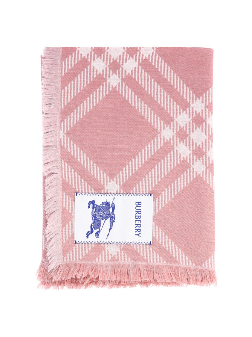 Burberry Pink Check Wool-Silk Scarf