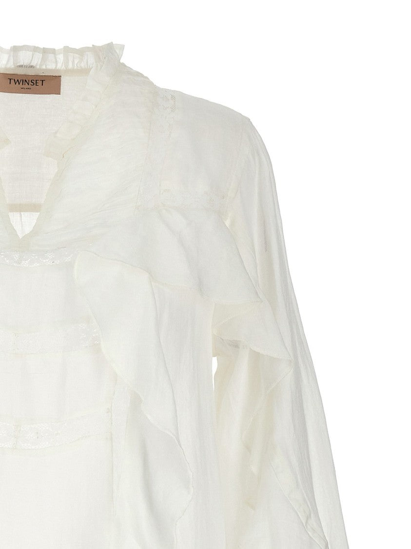 Twin-Set Ramie Blouse With Lace