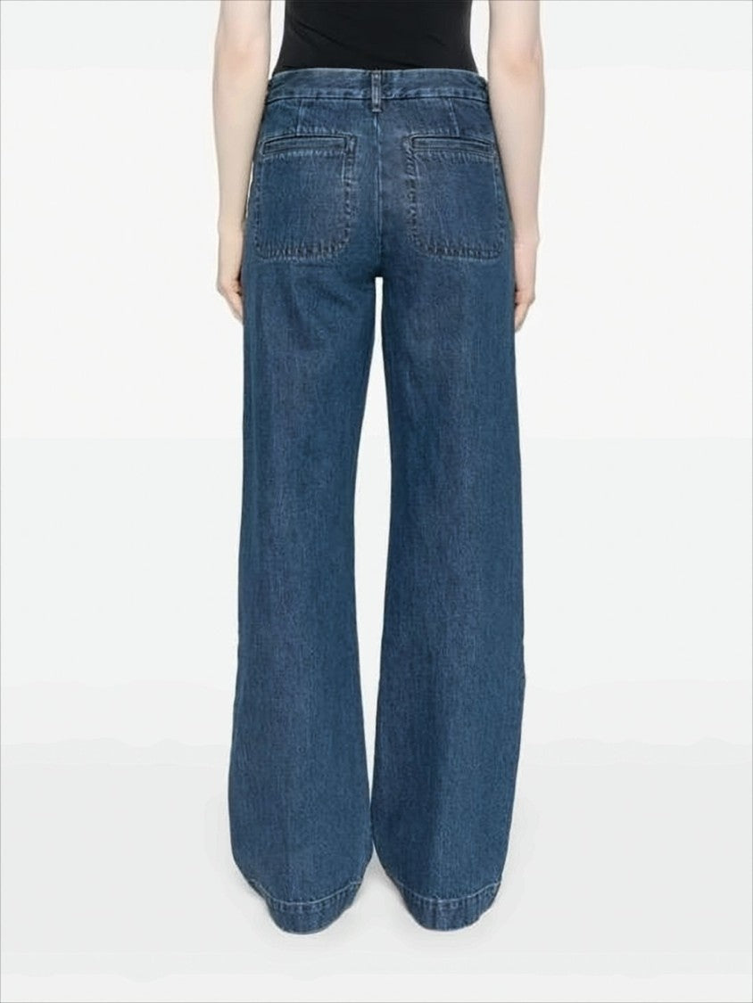 A.P.C. Wide-Leg Blue Denim Trousers With High Waist