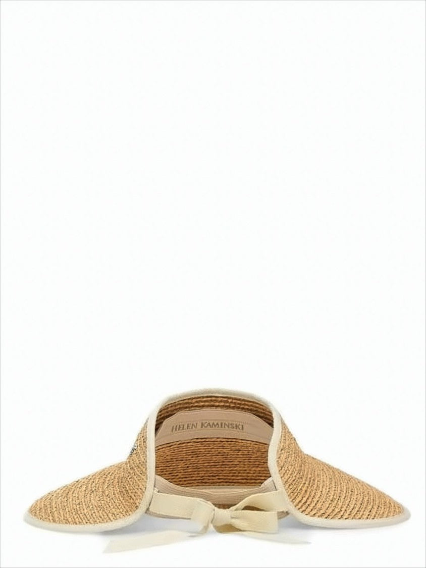 Helen Kaminski Wide-Brimmed Raffia Visor Hat With Adjustable Tie Closure