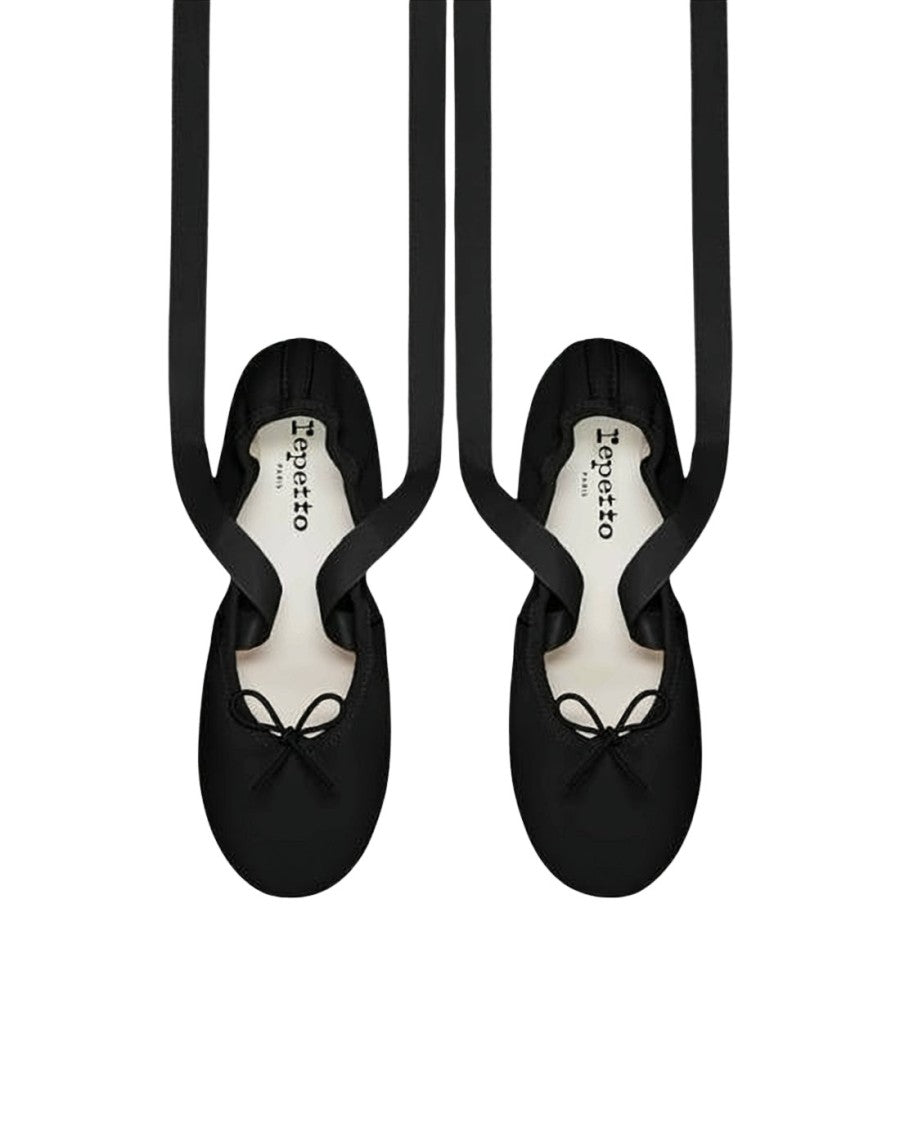 Repetto Pointed-Toe Ballet Flats With Wrap-Around Ribbons