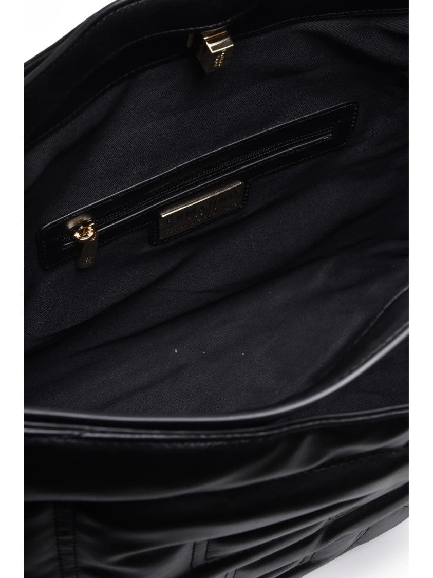 Ermanno Firenze Black Polyurethane Combination Handbag