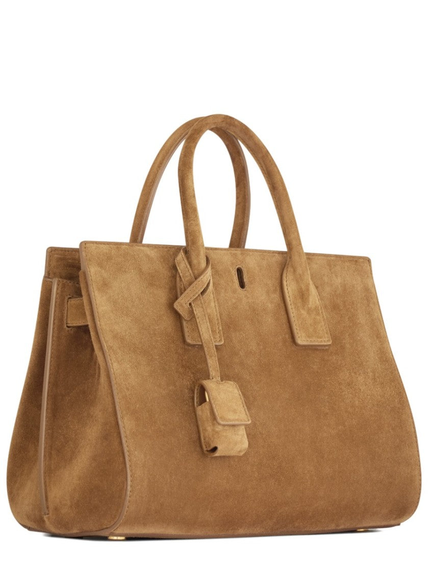 Saint Laurent Structured Small Brown Calf Leather Tote