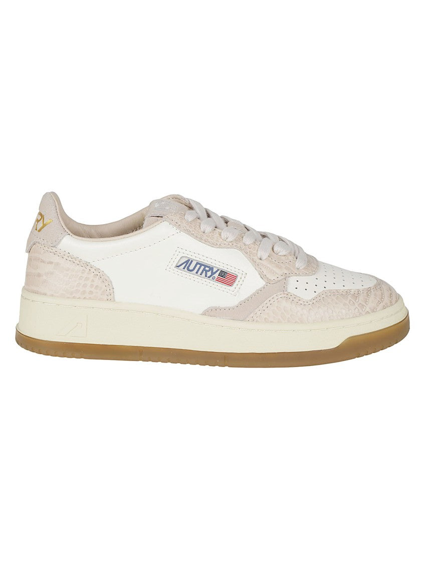 Autry Medalist Low Crocodile-Embossed Cow Leather Sneakers