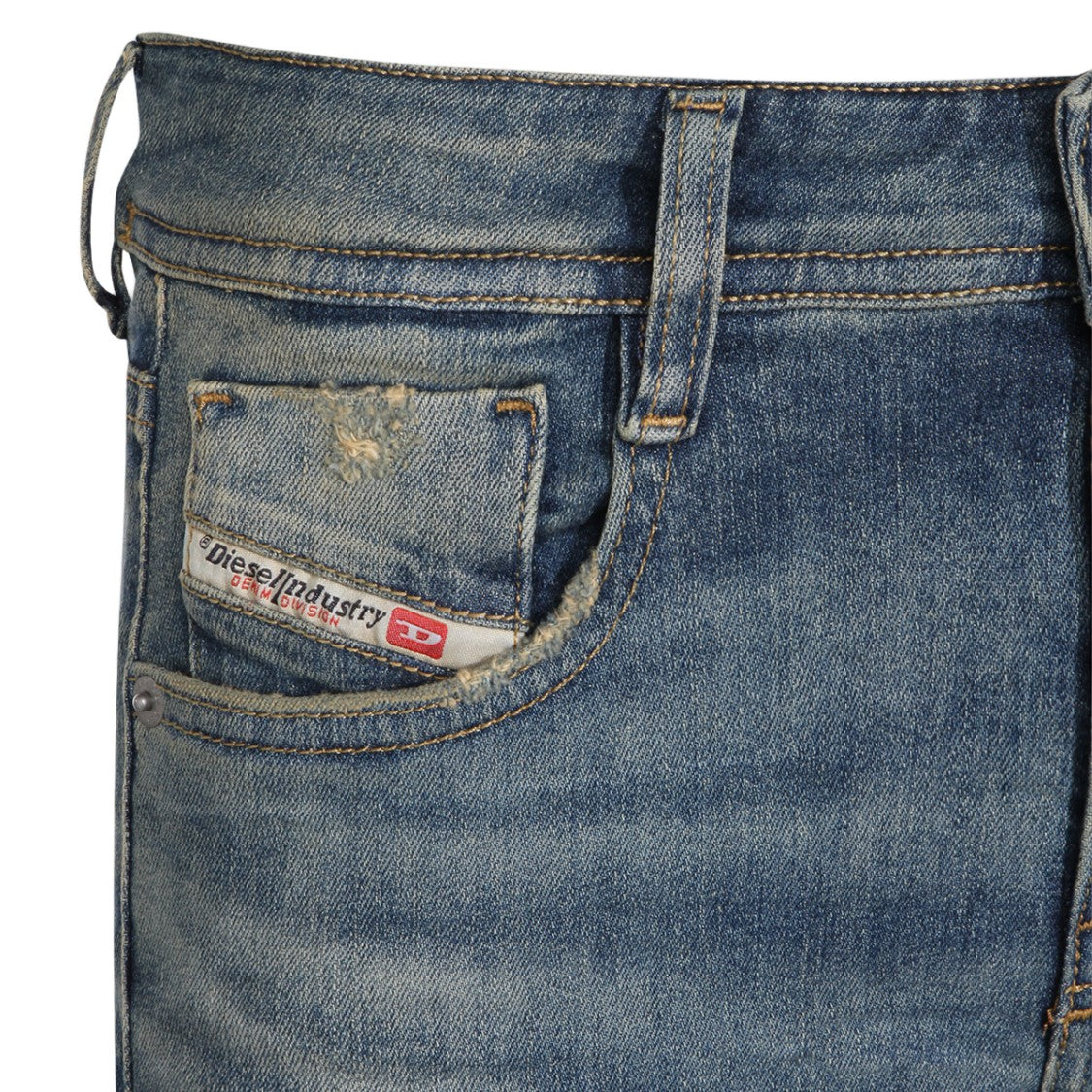 Diesel Flared Denim Jeans With Medium Blue Wash
