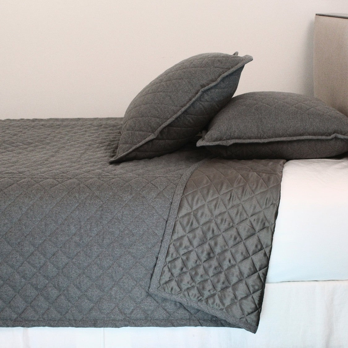 Ann Gish Flannel Coverlet Set - Grey