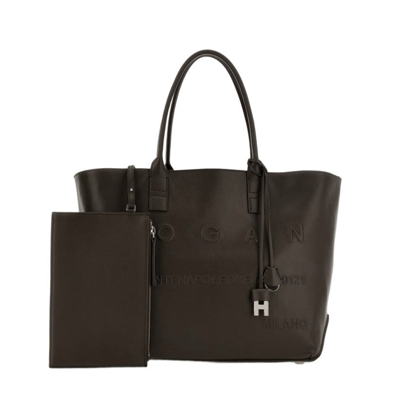 Hogan Spacious Brown Leather Shoulder Bag