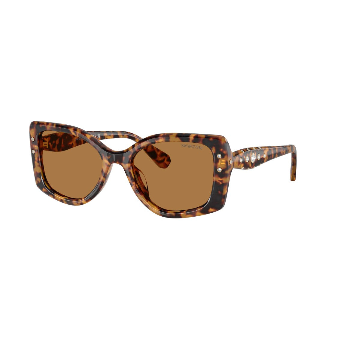 Swarovski 0Sk6058u Oversized Square Frame Sunglasses With Tortoiseshell Acetate
